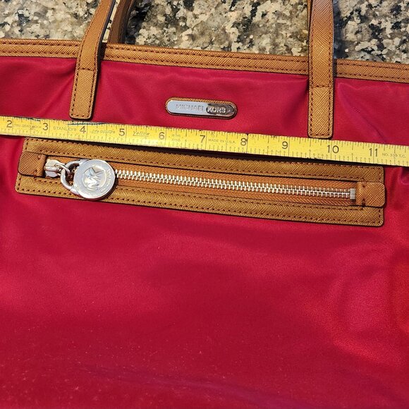 Michael Kors Kempton Red Nylon with Leather Accents Tote Bag - Picture 15 of 16